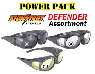 Defender- 88804 Power Assortment Pack Padded Fit Over Sunglass, motorcycle sunglass assortment