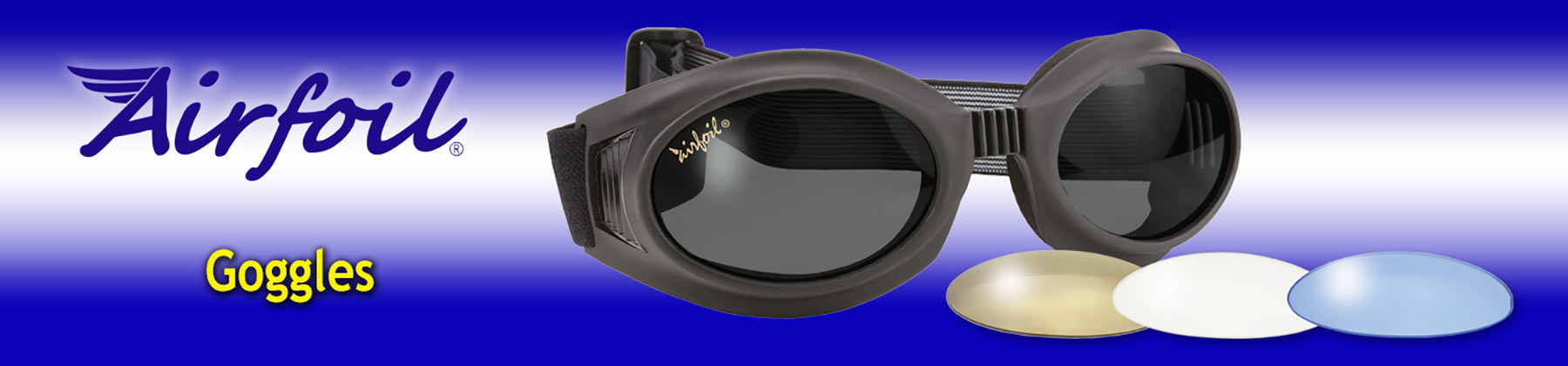 Gold Airfoil Goggles 7600 4 Interchangeable Lens Smoke Blue Clear