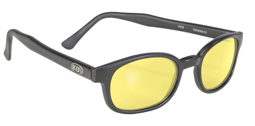 X - KDs - 11112 Matte Black/Yellow Lens motorcycle cycle sunglasses, yellow lens, biker shades, sons of anarchy, matte black frame, flat black frame, satin finish frame, not shiny 