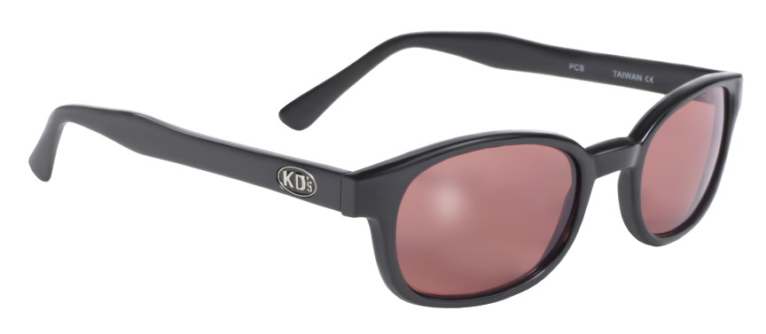 X - KD's - 12120 Matte Black/Rose Lens KD sunglasses, XKD sunglasses, biker sunglasses, motorcycle sunglasses, the Original Biker Shades