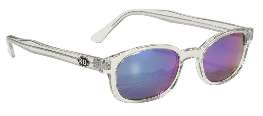 Chill KDs - 22018 Clear Frame/Colored Mirror Lens KDs, The Original KDs KD sunglasses, biker sunglasses, motorcycle sunglasses                                