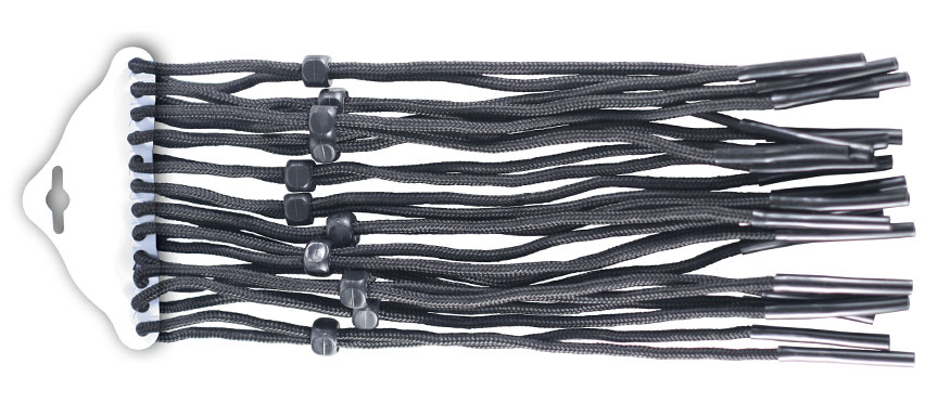 One Dozen Cord Pack - Black- Adjustable with Rubber Tips 426