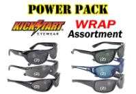 Wraparound Sunglass Assortment - 88802 Power Pack  motorcycle sunglass assortment wholesale, bulk wrap sunglasses, men's wrap sunglasses, women's wrap sunglasses