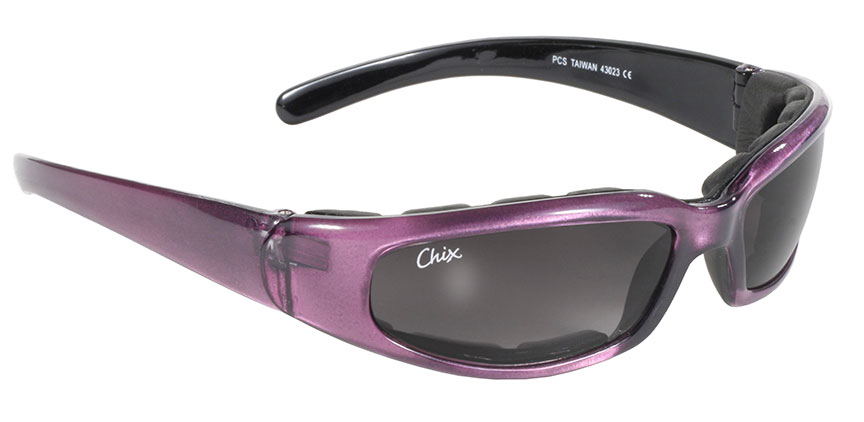 Chix Rally - 43023 Grey Gradient/Purple Women's Padded Motorcycle Sunglasses, most popular women's motorcycle sunglasses, Chix sunglasses for women