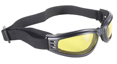 Kickstart Nomad - 45212 Yellow/Black Folding Motorcycle Goggle, Motorcycle Goggle with Yellow Lenses, 